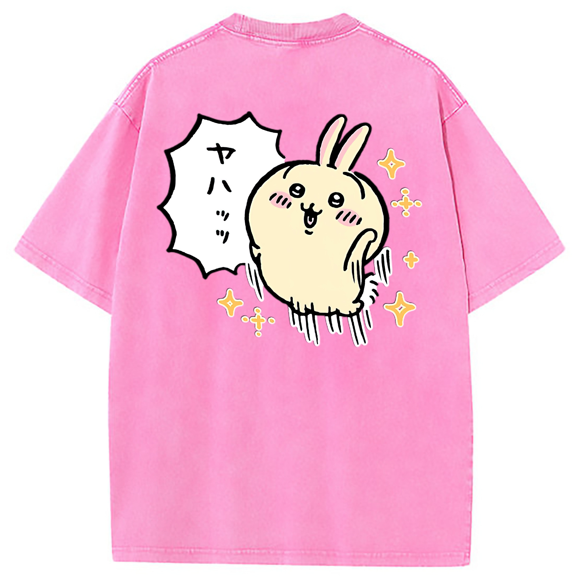 （画像用） ちいかわ うさぎ Chii-kawa usagi 綿100% ヴィンテージ風 半袖Tシャツ（背面プリント）